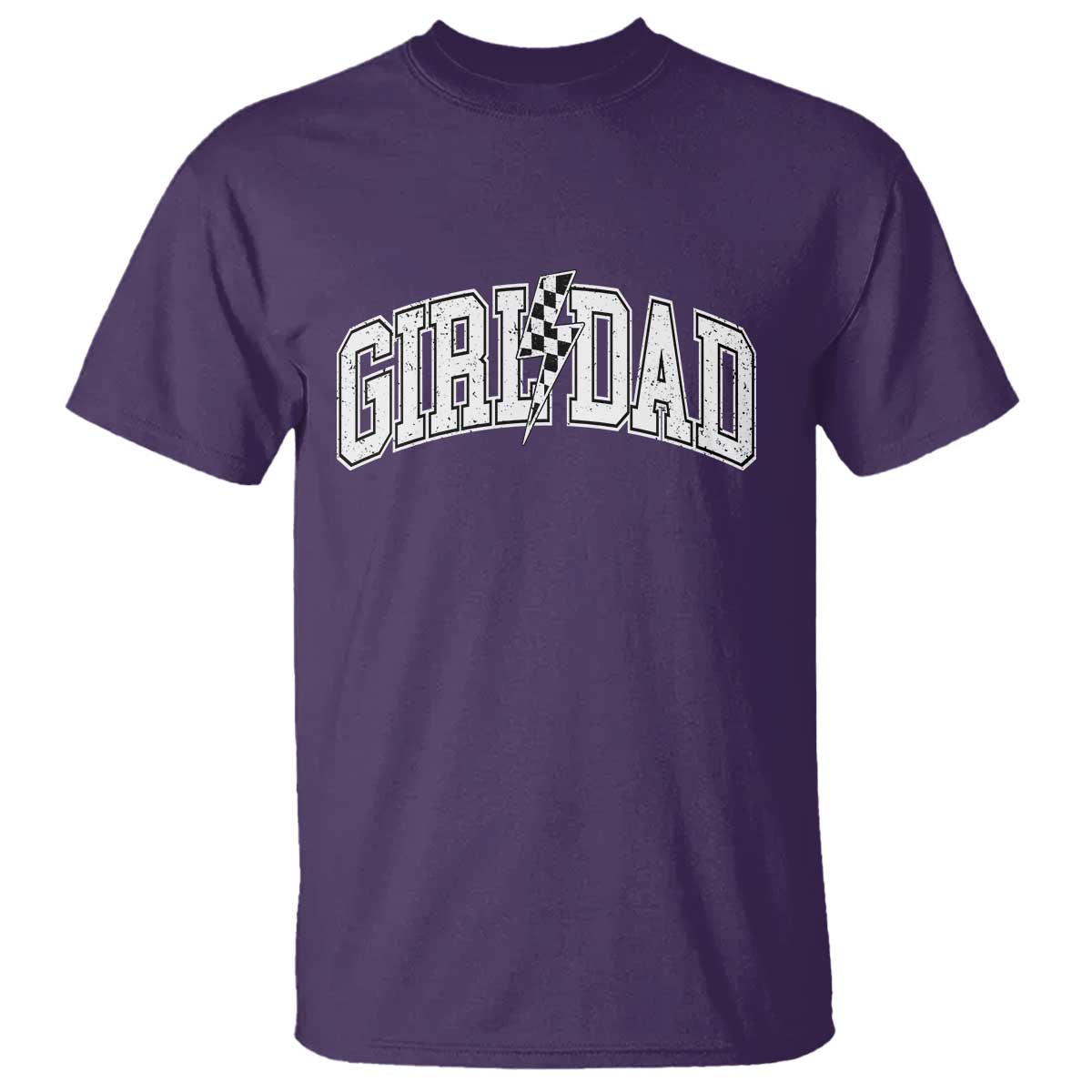 Girl Dad Lightning Bolt Checkered Varsity Daughter Daddy T Shirt