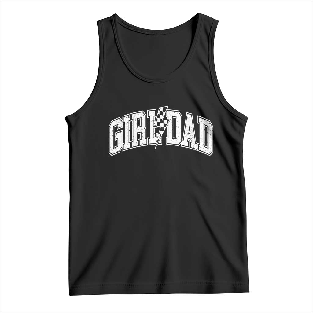 Girl Dad Lightning Bolt Checkered Varsity Daughter Daddy Tank Top