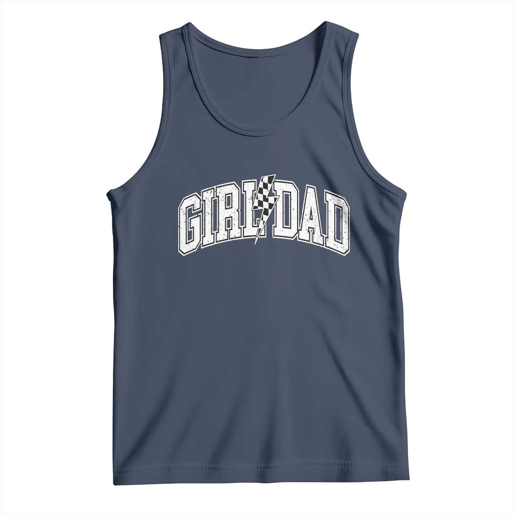 Girl Dad Lightning Bolt Checkered Varsity Daughter Daddy Tank Top