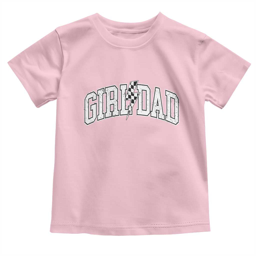 Girl Dad Lightning Bolt Checkered Varsity Daughter Daddy Toddler T Shirt