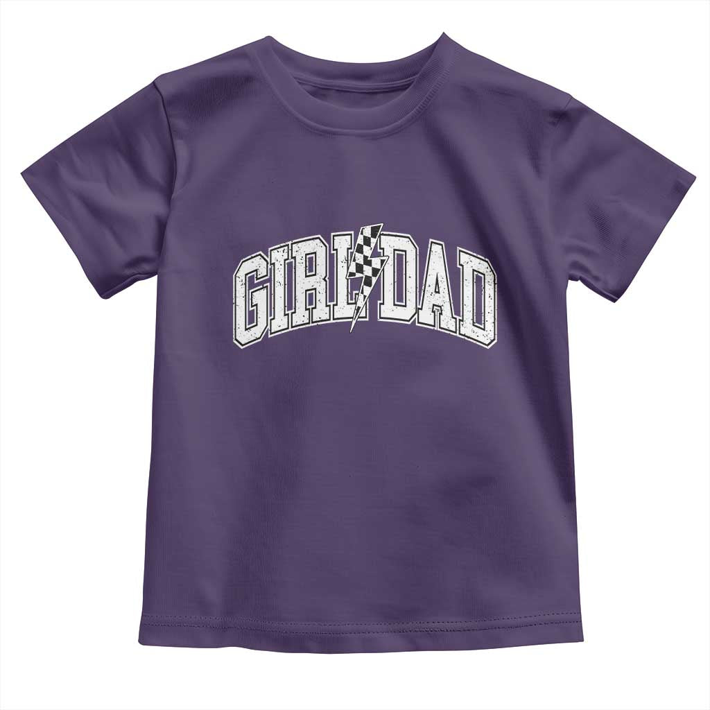 Girl Dad Lightning Bolt Checkered Varsity Daughter Daddy Toddler T Shirt