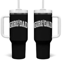 Girl Dad Lightning Bolt Checkered Varsity Daughter Daddy Tumbler With Handle