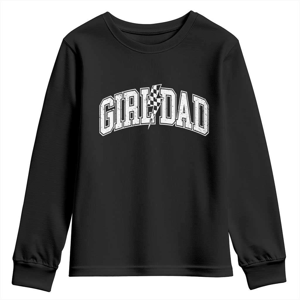 Girl Dad Lightning Bolt Checkered Varsity Daughter Daddy Youth Sweatshirt