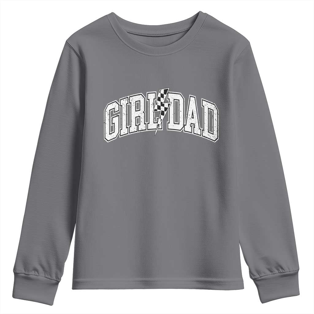 Girl Dad Lightning Bolt Checkered Varsity Daughter Daddy Youth Sweatshirt