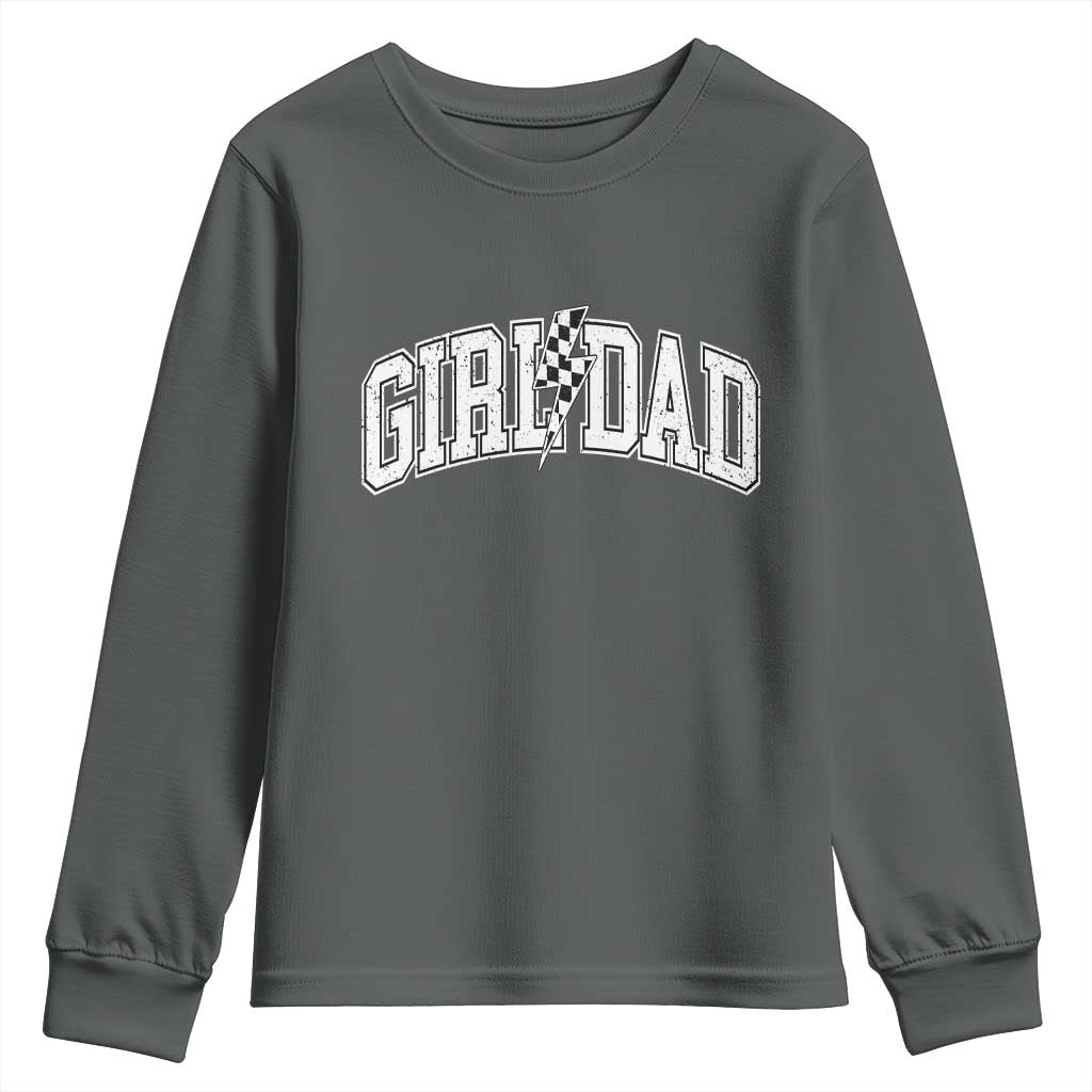 Girl Dad Lightning Bolt Checkered Varsity Daughter Daddy Youth Sweatshirt