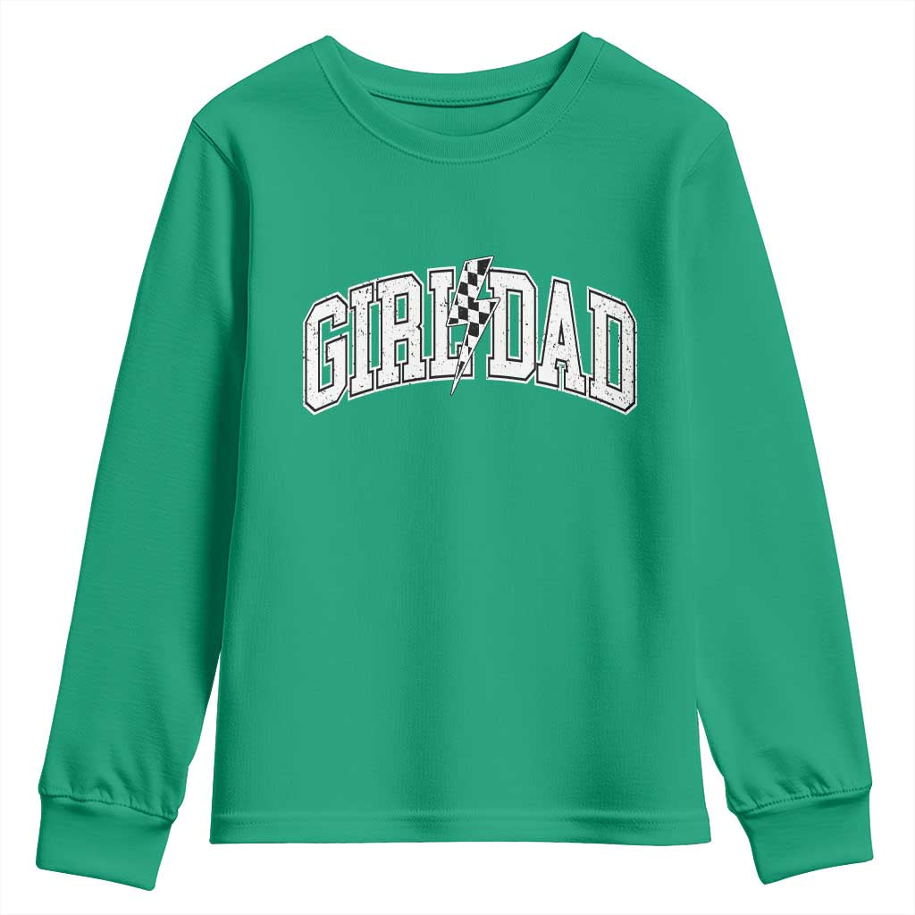 Girl Dad Lightning Bolt Checkered Varsity Daughter Daddy Youth Sweatshirt