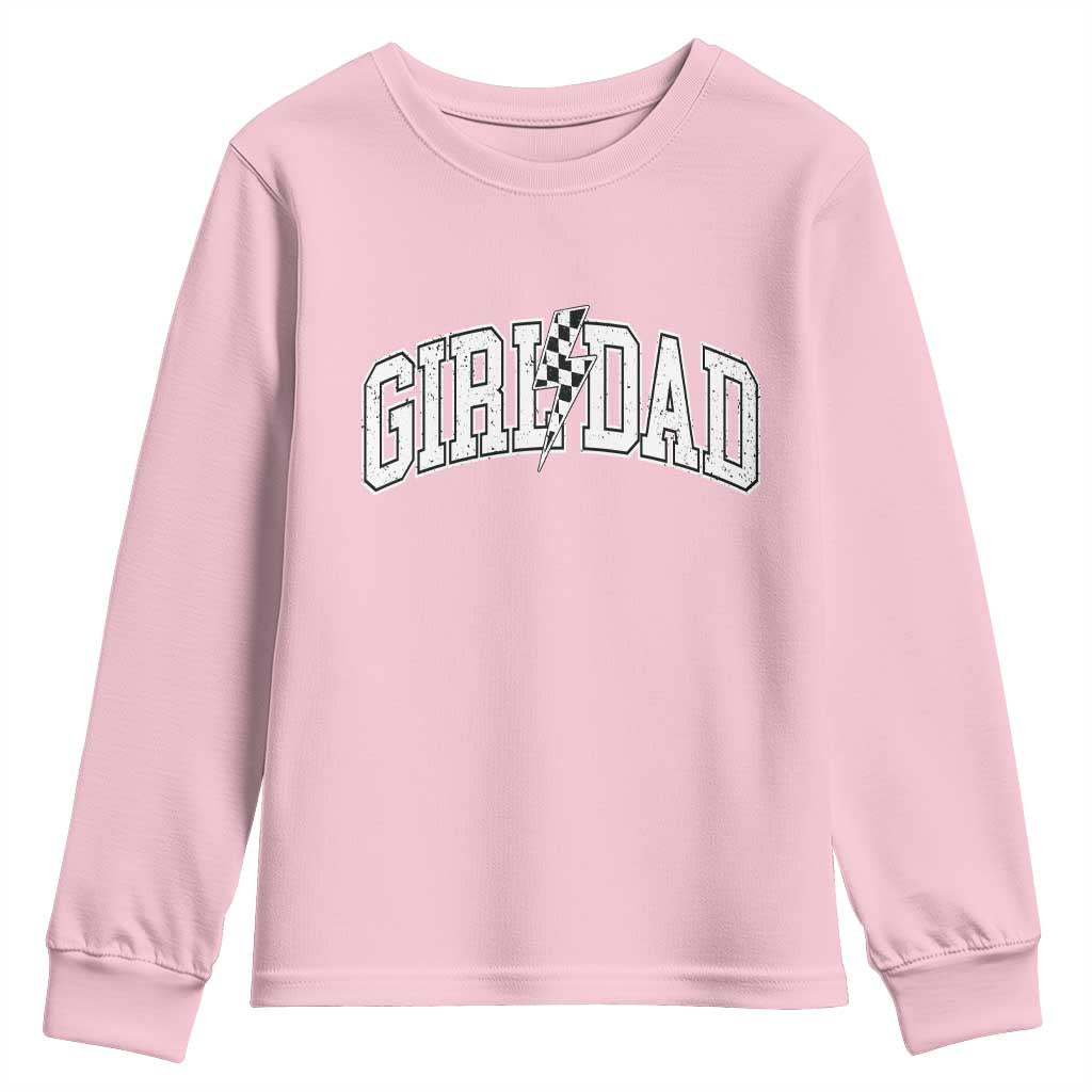 Girl Dad Lightning Bolt Checkered Varsity Daughter Daddy Youth Sweatshirt