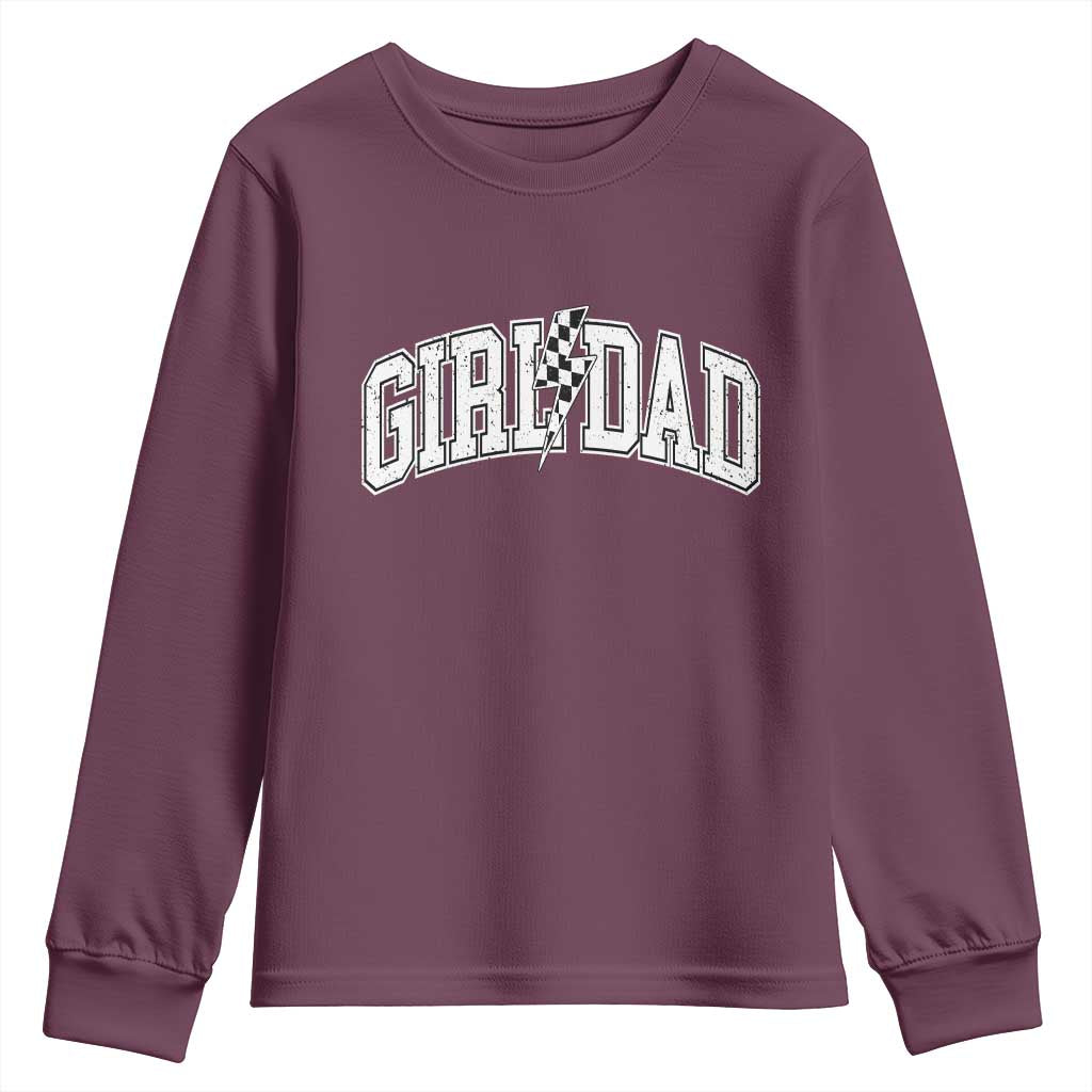 Girl Dad Lightning Bolt Checkered Varsity Daughter Daddy Youth Sweatshirt