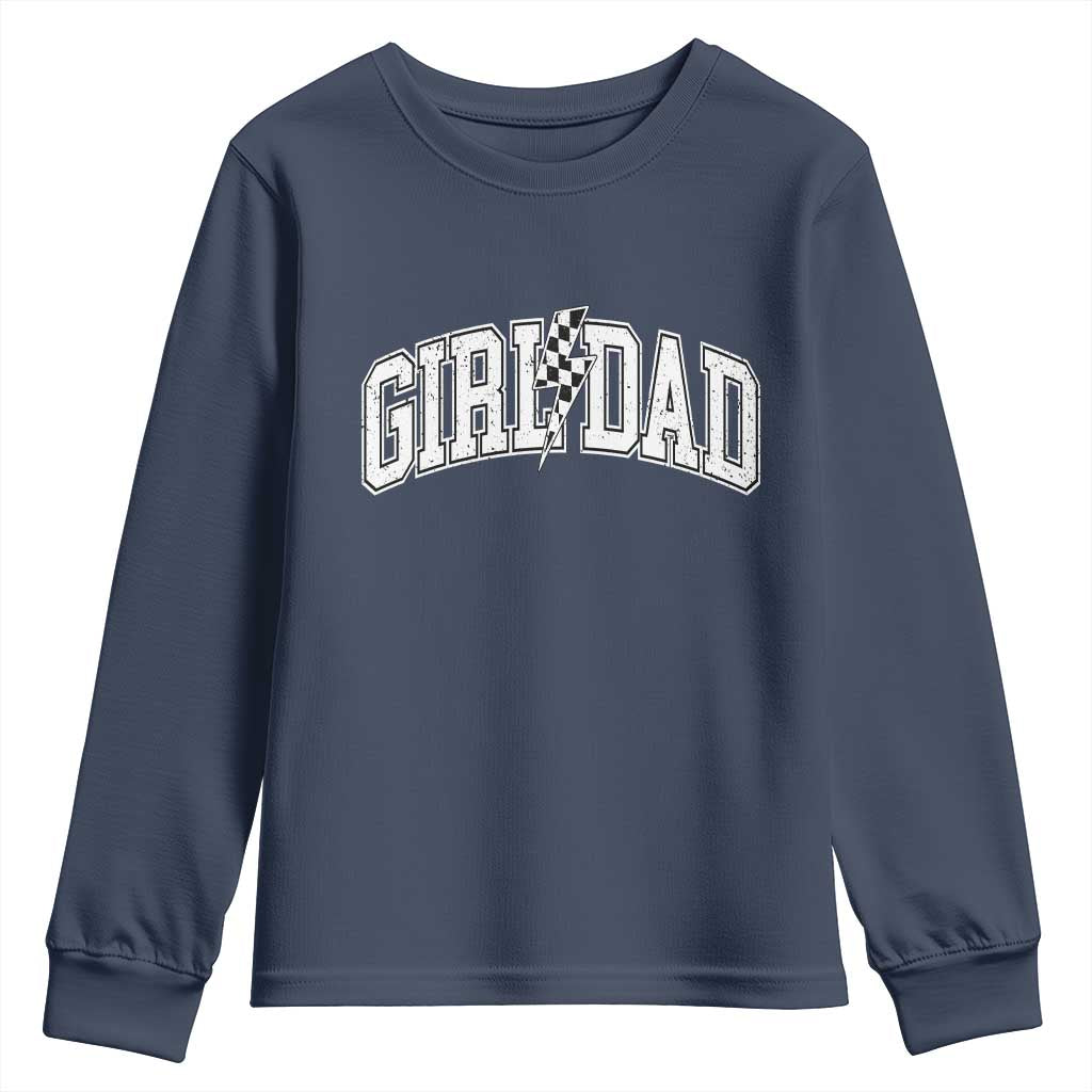 Girl Dad Lightning Bolt Checkered Varsity Daughter Daddy Youth Sweatshirt
