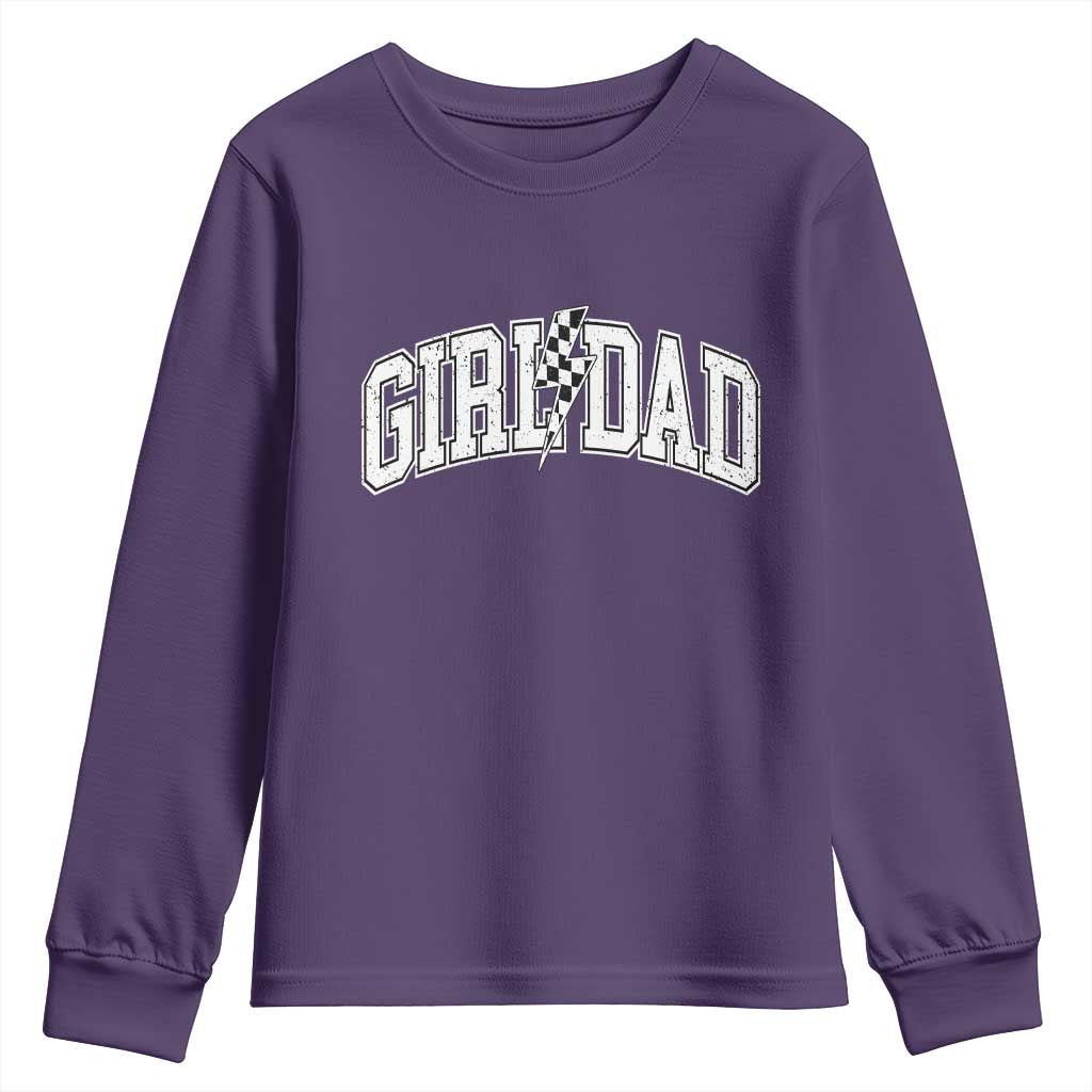 Girl Dad Lightning Bolt Checkered Varsity Daughter Daddy Youth Sweatshirt