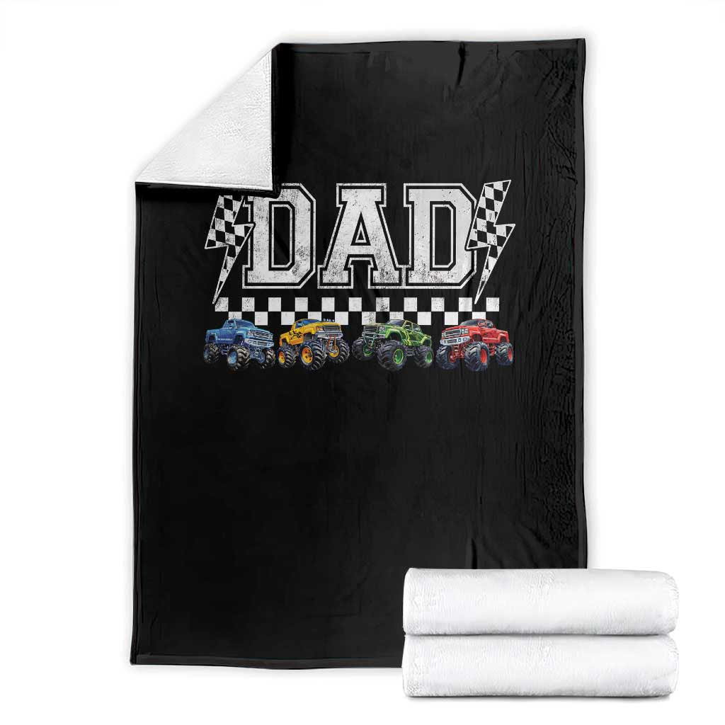 Monster Truck Dad Throw Blanket Funny Truck Daddy Checkered Father's Day