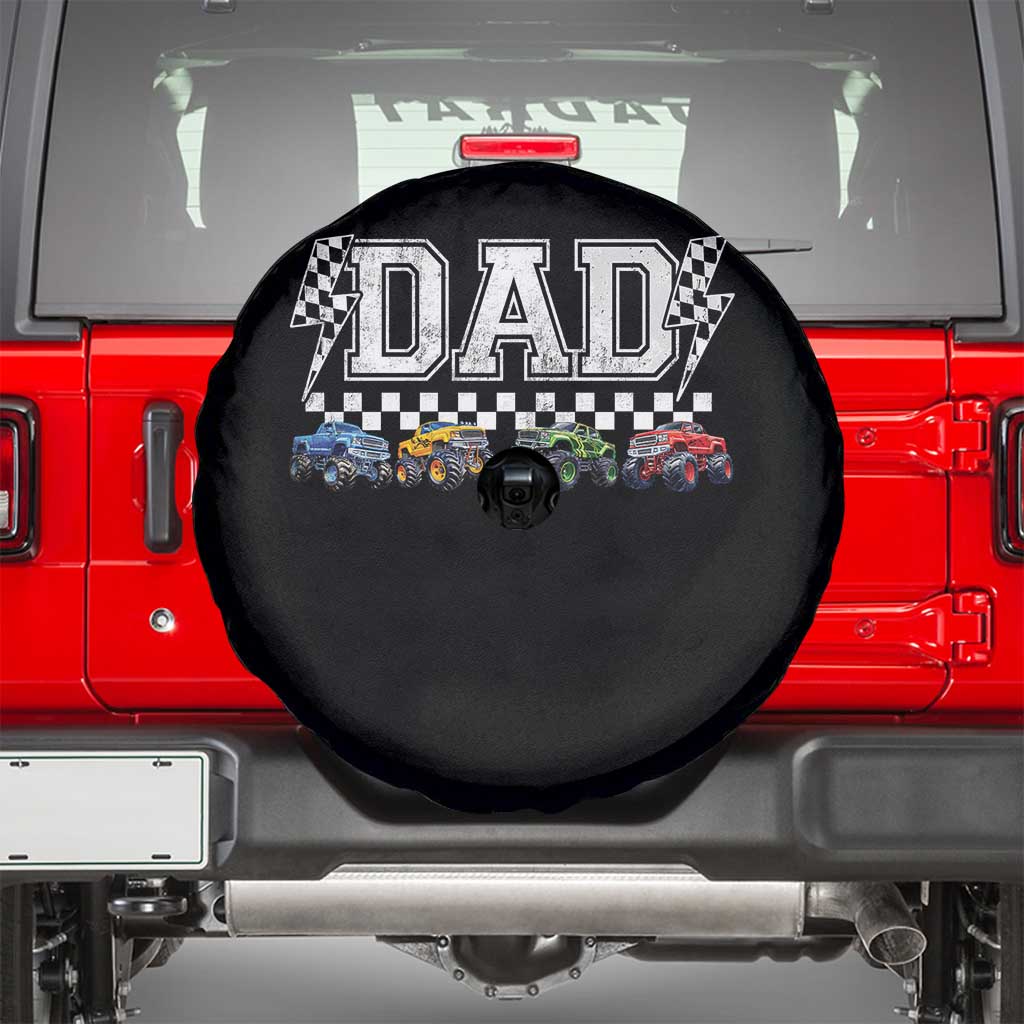 Monster Truck Dad Spare Tire Cover Funny Truck Daddy Checkered Father's Day