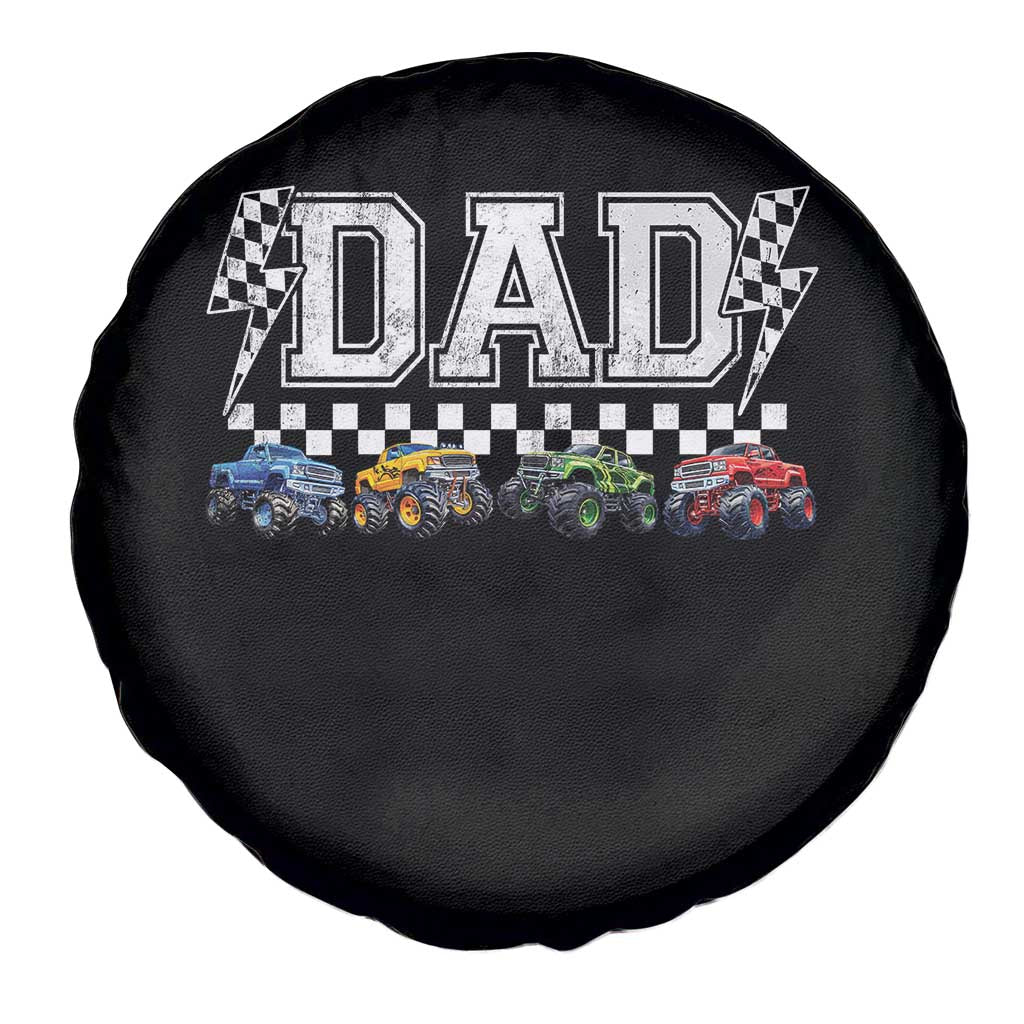 Monster Truck Dad Spare Tire Cover Funny Truck Daddy Checkered Father's Day