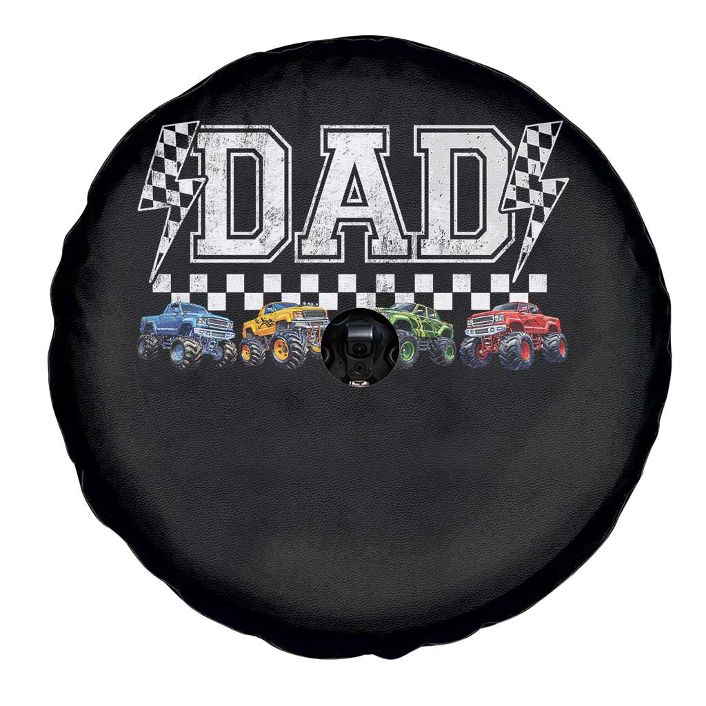 Monster Truck Dad Spare Tire Cover Funny Truck Daddy Checkered Father's Day