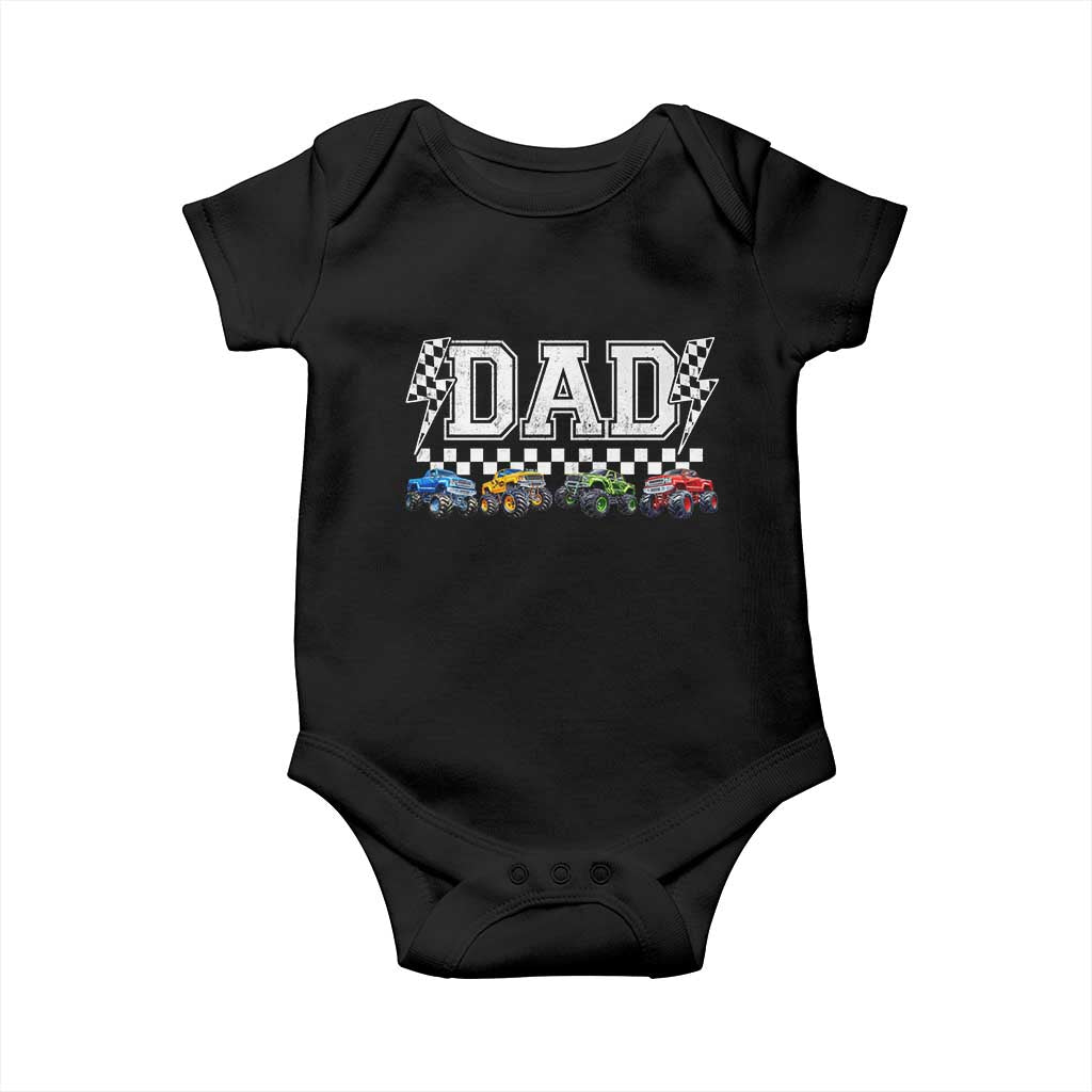 Monster Truck Dad Baby Onesie Funny Truck Daddy Checkered Father's Day