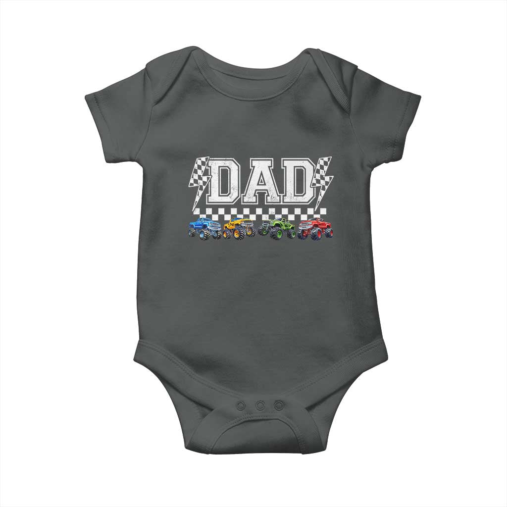 Monster Truck Dad Baby Onesie Funny Truck Daddy Checkered Father's Day