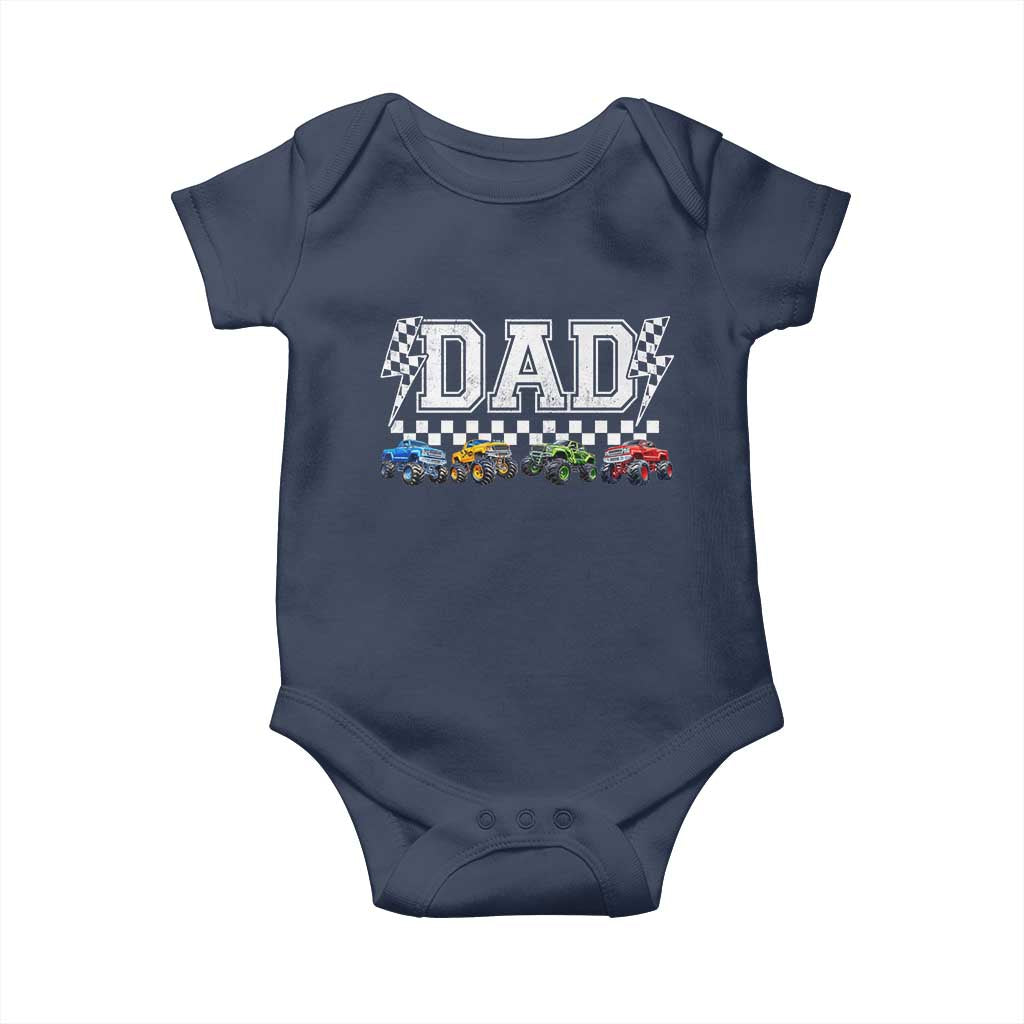Monster Truck Dad Baby Onesie Funny Truck Daddy Checkered Father's Day