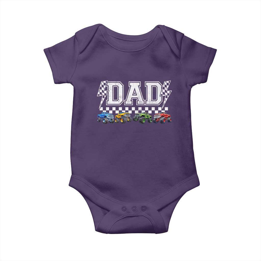 Monster Truck Dad Baby Onesie Funny Truck Daddy Checkered Father's Day
