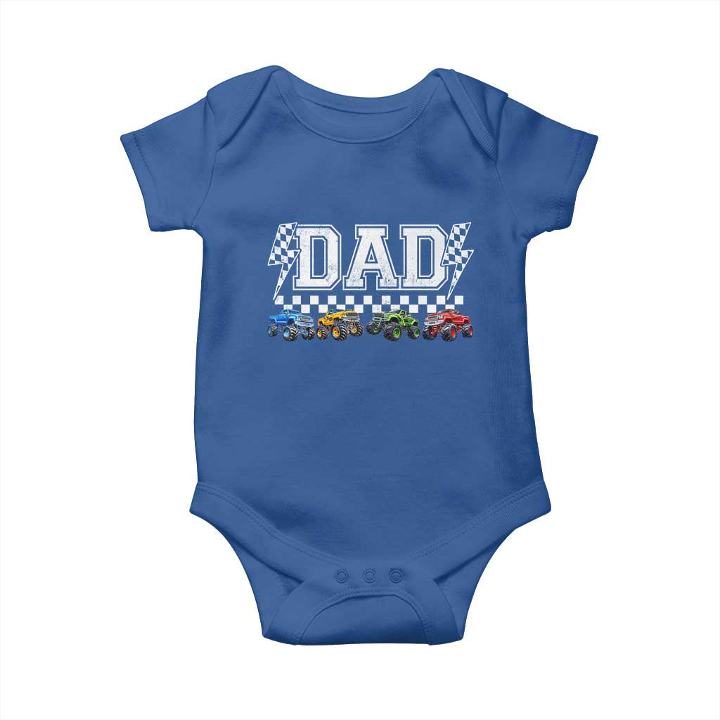 Monster Truck Dad Baby Onesie Funny Truck Daddy Checkered Father's Day