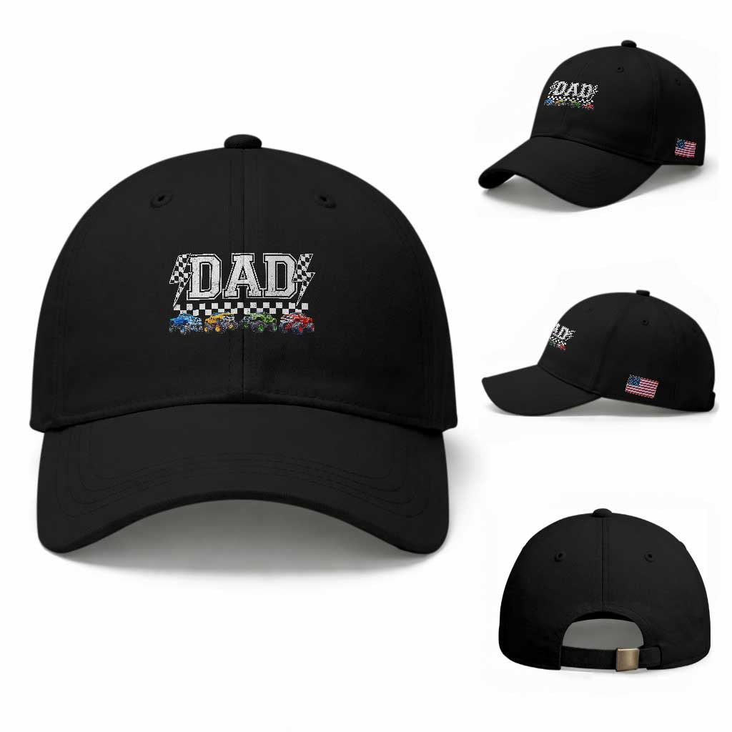 Monster Truck Dad Baseball Cap Funny Truck Daddy Checkered Father's Day