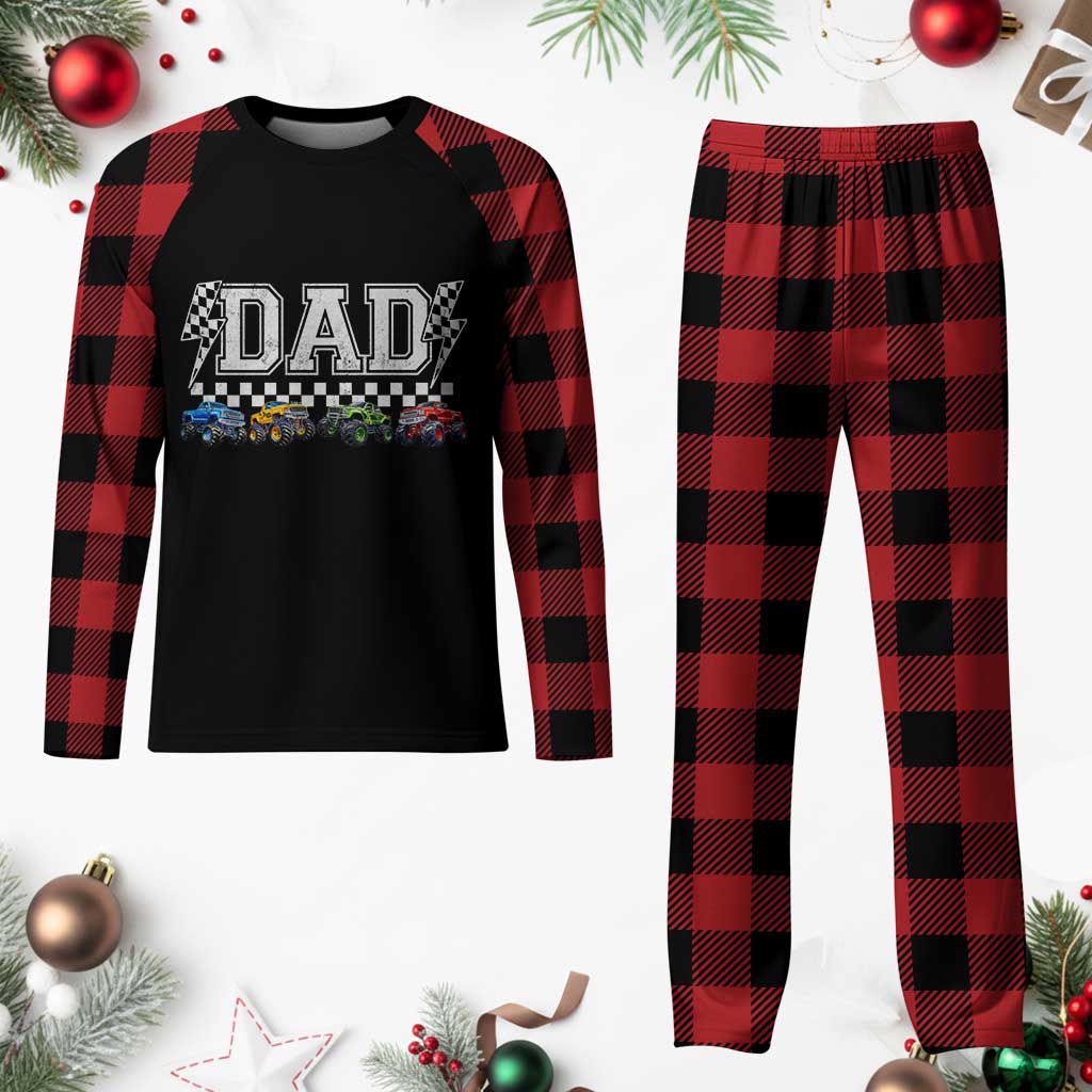 Monster Truck Dad Plaid Pajama Set Funny Truck Daddy Checkered Father's Day