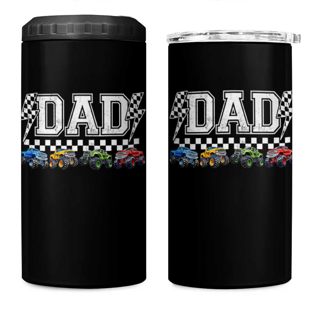 Monster Truck Dad 4 in 1 Can Cooler Tumbler Funny Truck Daddy Checkered Father's Day