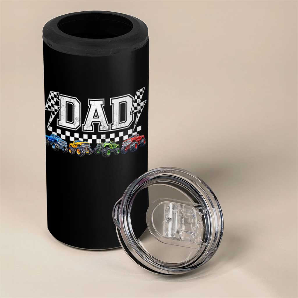 Monster Truck Dad 4 in 1 Can Cooler Tumbler Funny Truck Daddy Checkered Father's Day