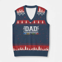Monster Truck Dad V-Neck Knit Sweater Vest Funny Truck Daddy Checkered Father's Day