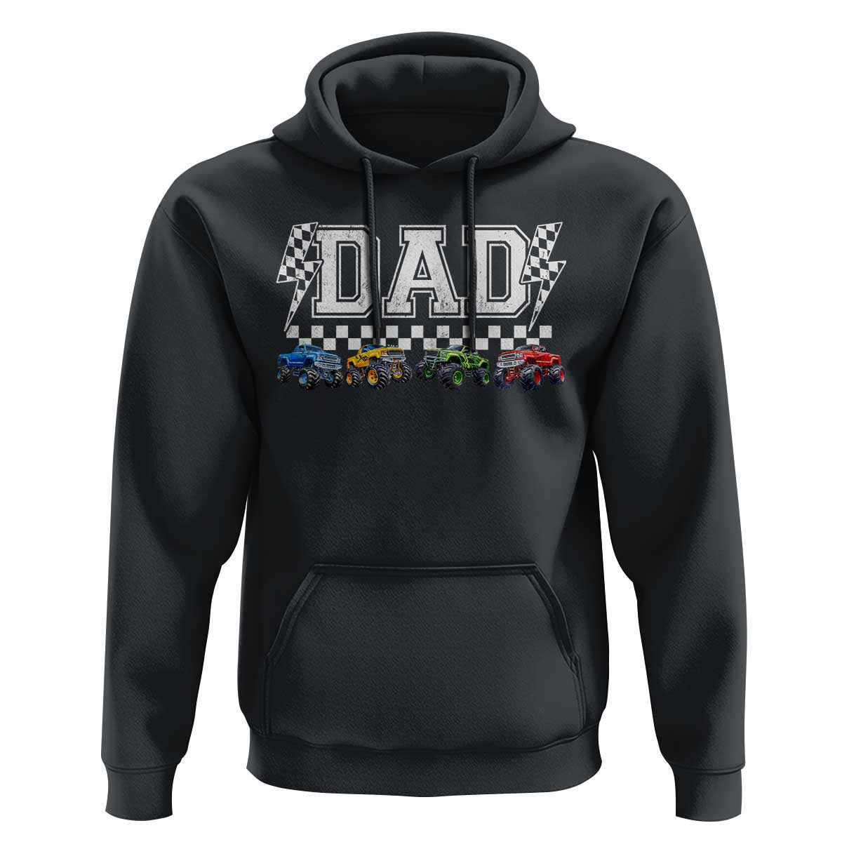 Monster Truck Dad Hoodie Funny Truck Daddy Checkered Father's Day
