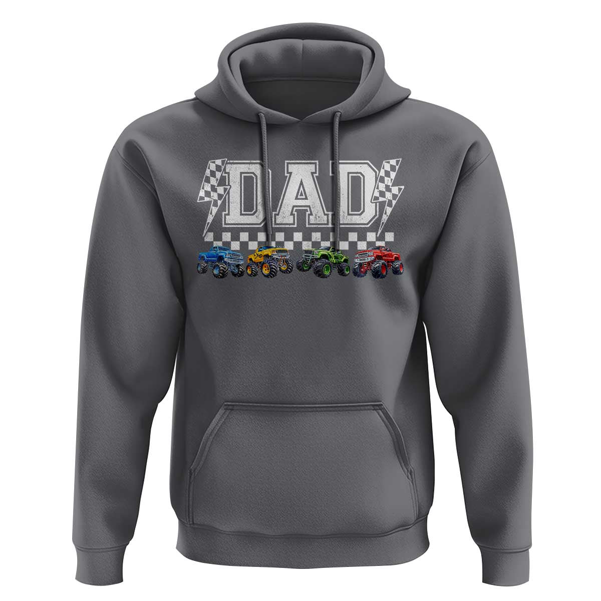 Monster Truck Dad Hoodie Funny Truck Daddy Checkered Father's Day