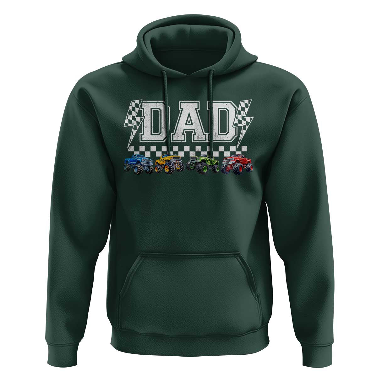 Monster Truck Dad Hoodie Funny Truck Daddy Checkered Father's Day