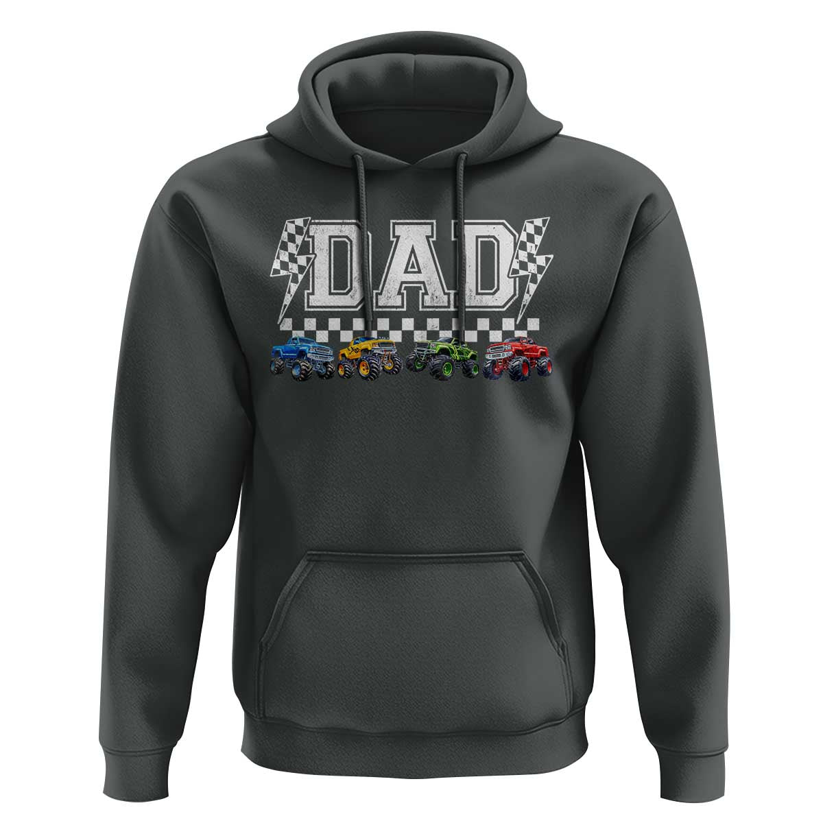 Monster Truck Dad Hoodie Funny Truck Daddy Checkered Father's Day