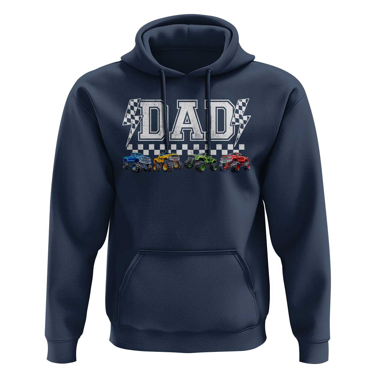 Monster Truck Dad Hoodie Funny Truck Daddy Checkered Father's Day