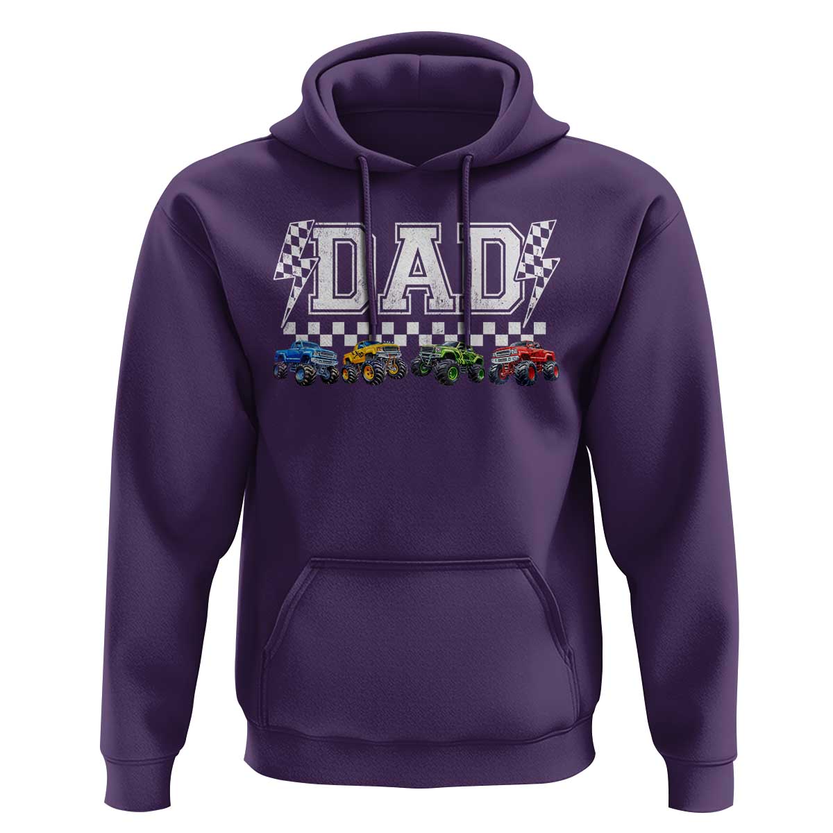 Monster Truck Dad Hoodie Funny Truck Daddy Checkered Father's Day