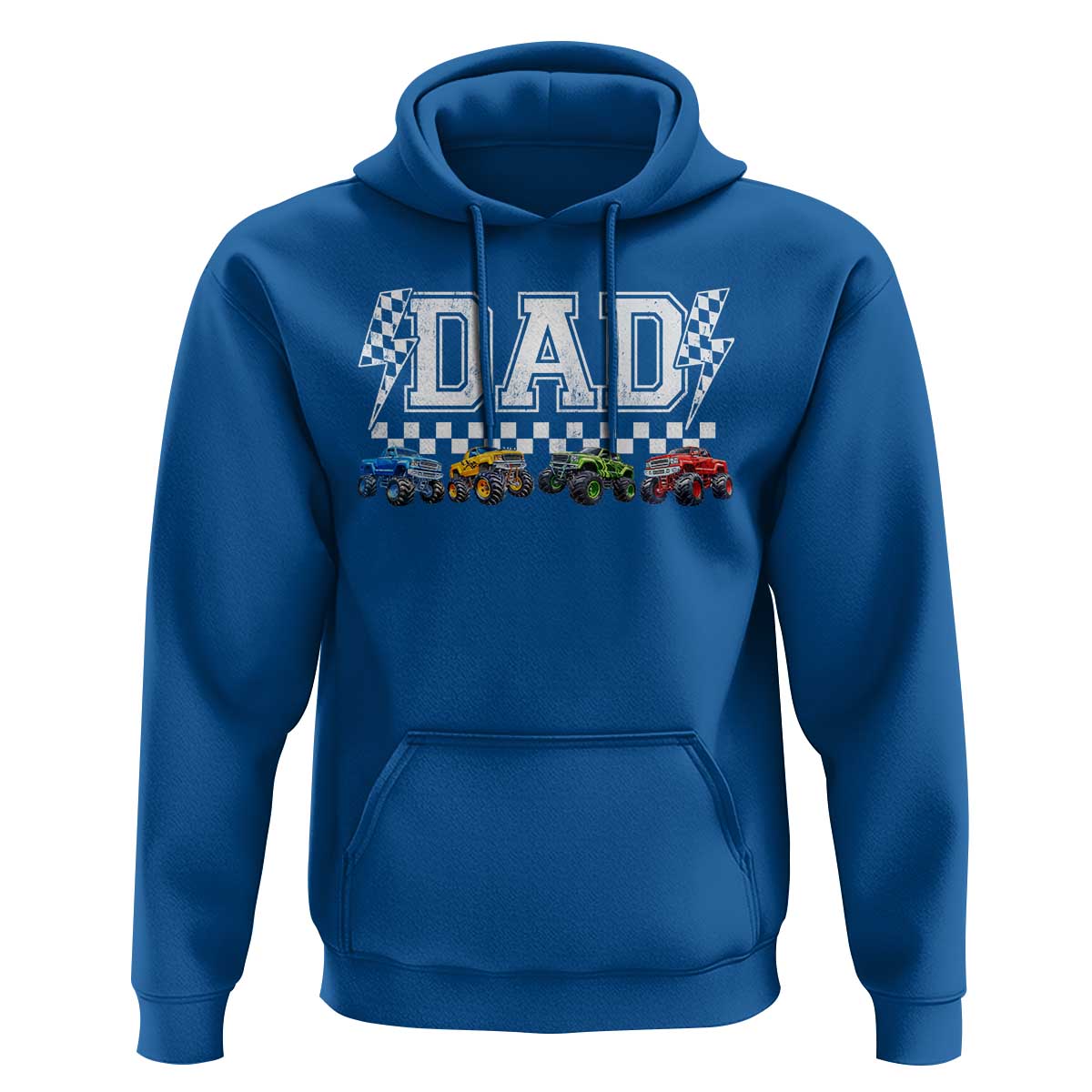 Monster Truck Dad Hoodie Funny Truck Daddy Checkered Father's Day