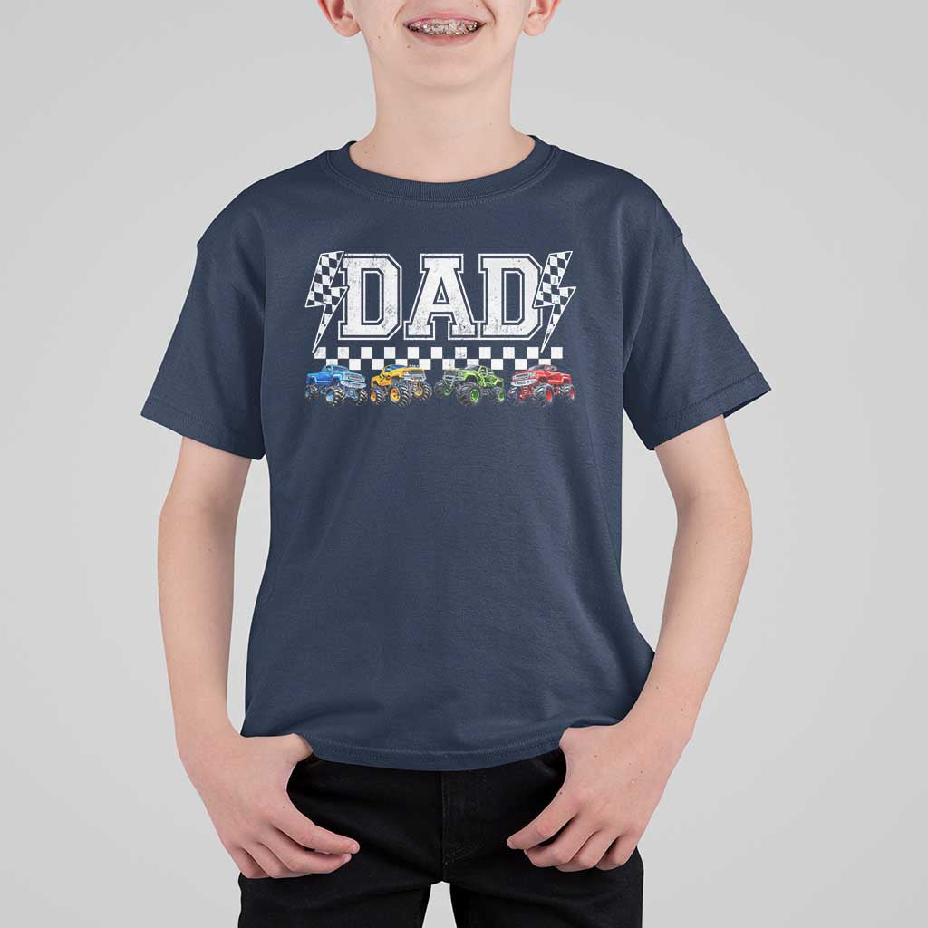 Monster Truck Dad T Shirt For Kid Funny Truck Daddy Checkered Father's Day