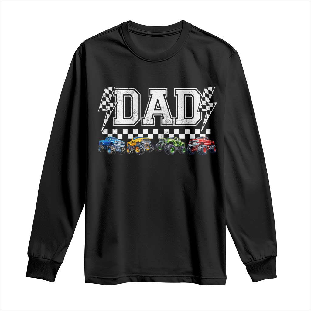 Monster Truck Dad Long Sleeve Shirt Funny Truck Daddy Checkered Father's Day