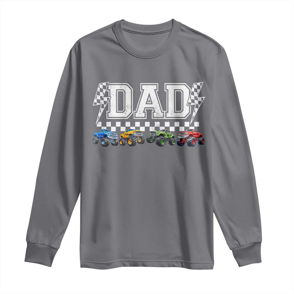 Monster Truck Dad Long Sleeve Shirt Funny Truck Daddy Checkered Father's Day