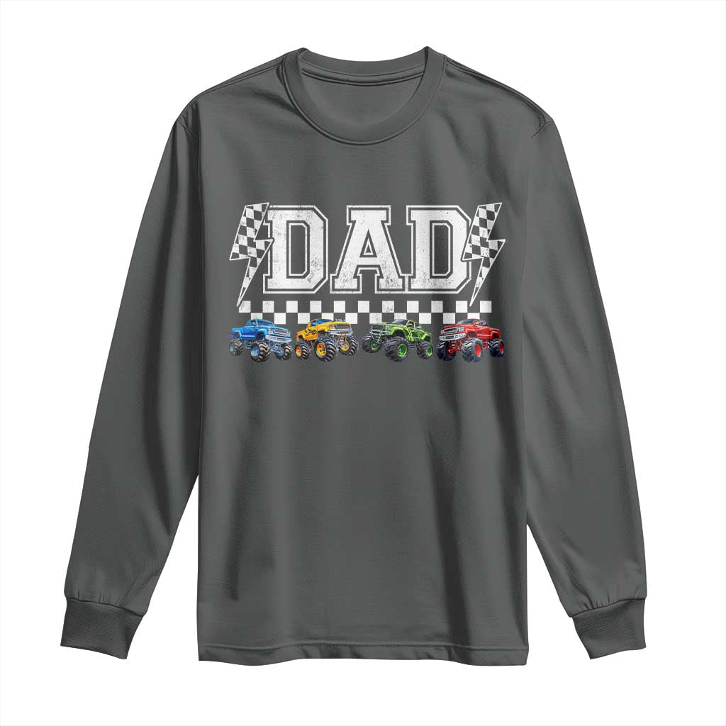 Monster Truck Dad Long Sleeve Shirt Funny Truck Daddy Checkered Father's Day