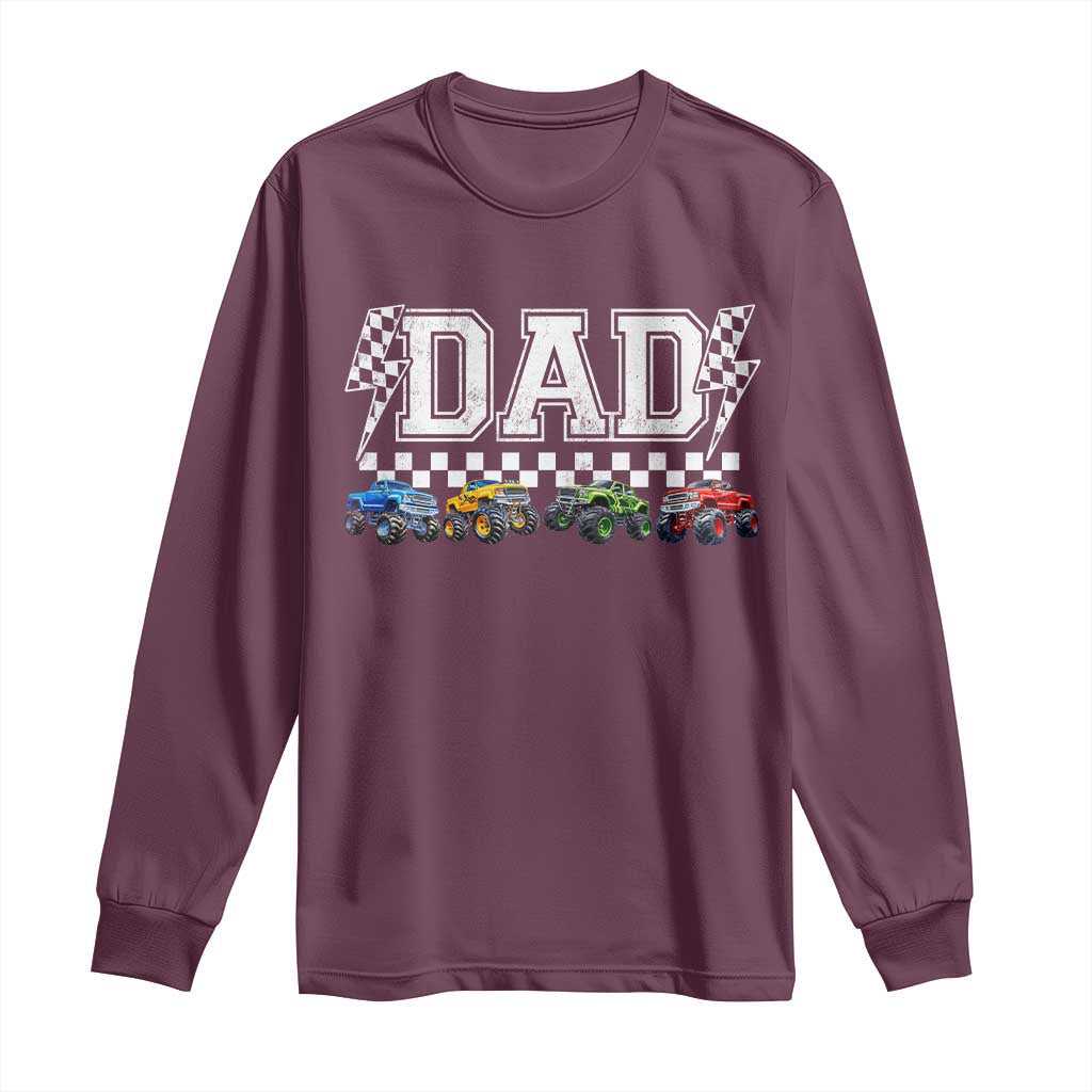 Monster Truck Dad Long Sleeve Shirt Funny Truck Daddy Checkered Father's Day