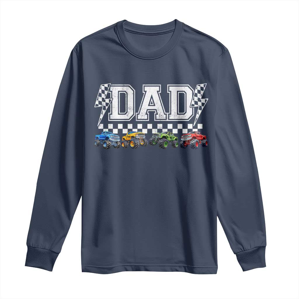 Monster Truck Dad Long Sleeve Shirt Funny Truck Daddy Checkered Father's Day