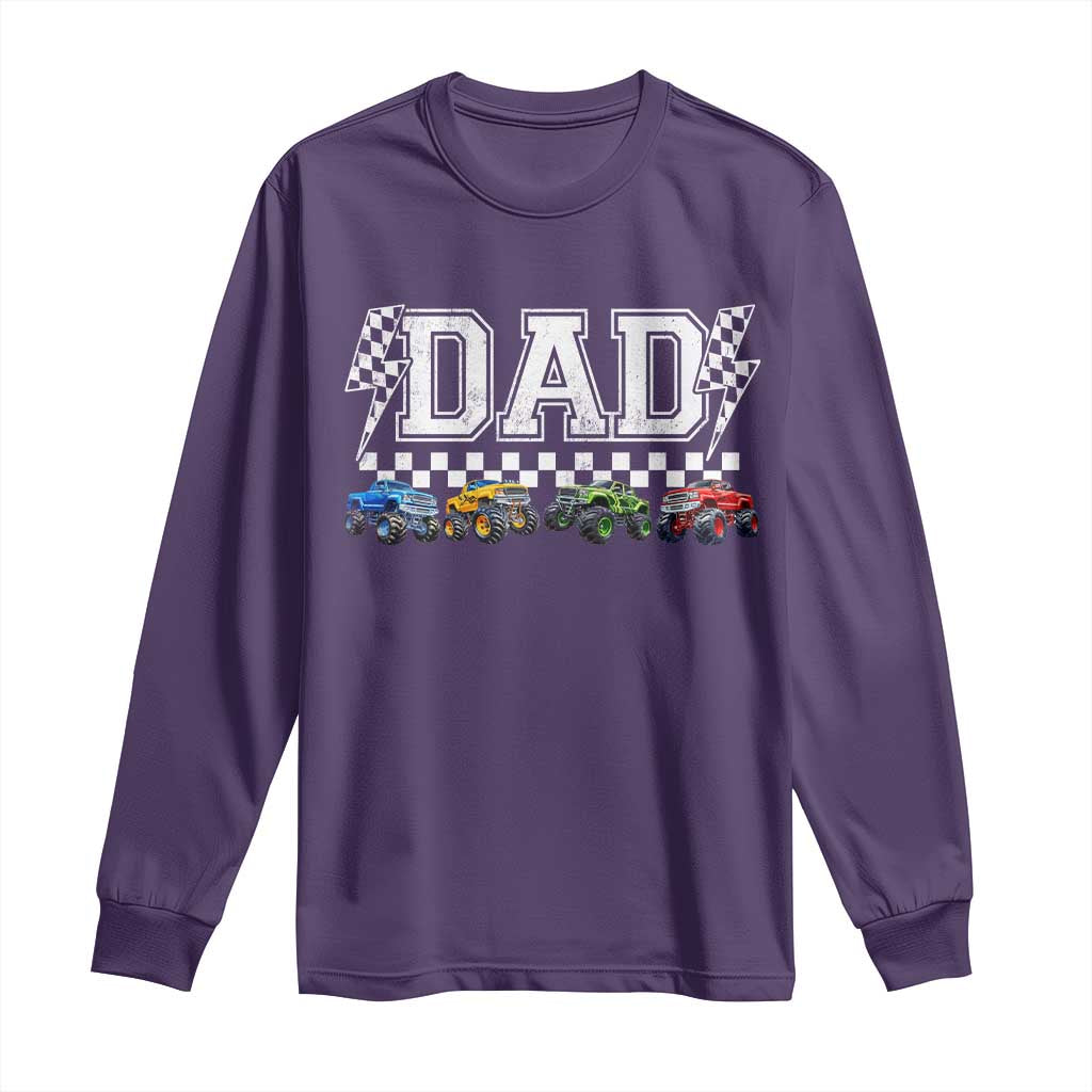 Monster Truck Dad Long Sleeve Shirt Funny Truck Daddy Checkered Father's Day