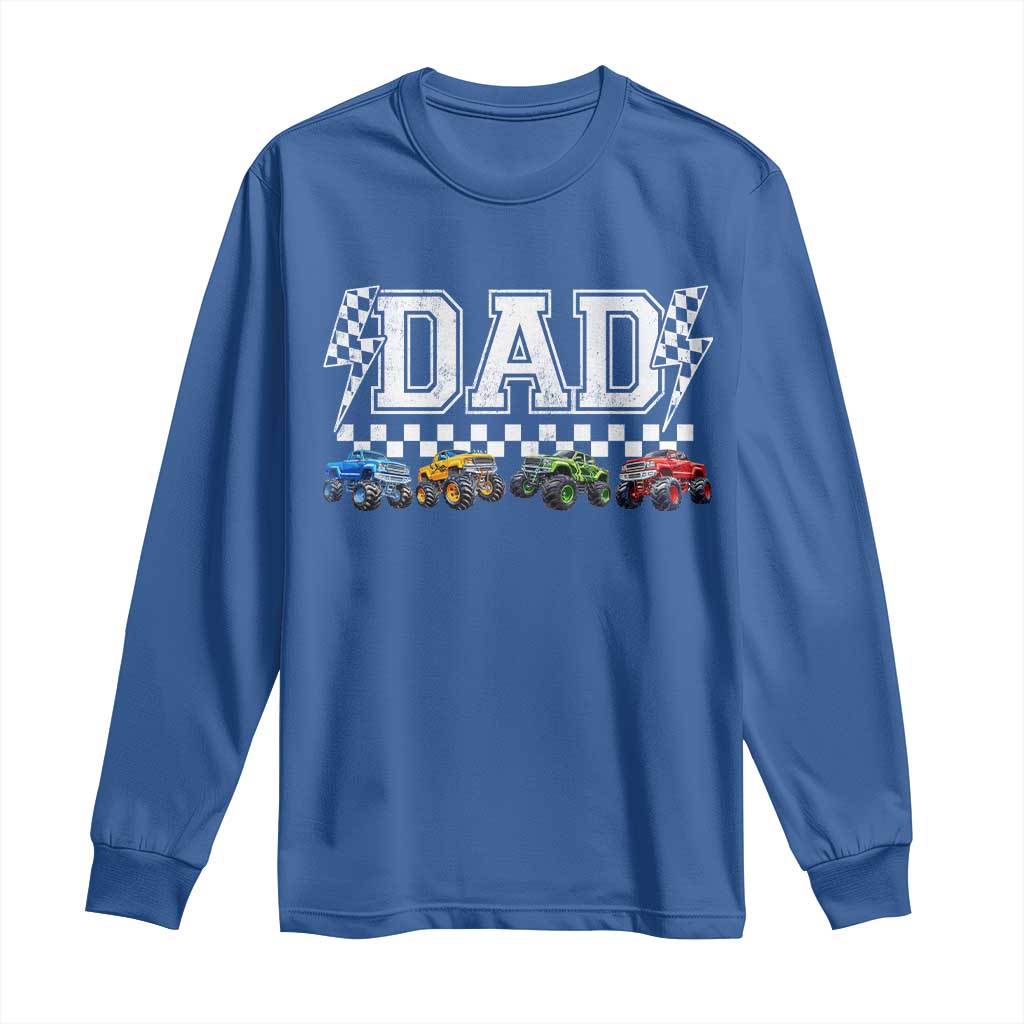 Monster Truck Dad Long Sleeve Shirt Funny Truck Daddy Checkered Father's Day