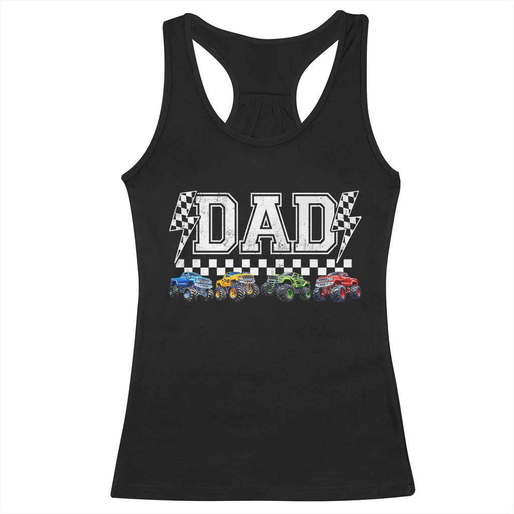 Monster Truck Dad Racerback Tank Top Funny Truck Daddy Checkered Father's Day