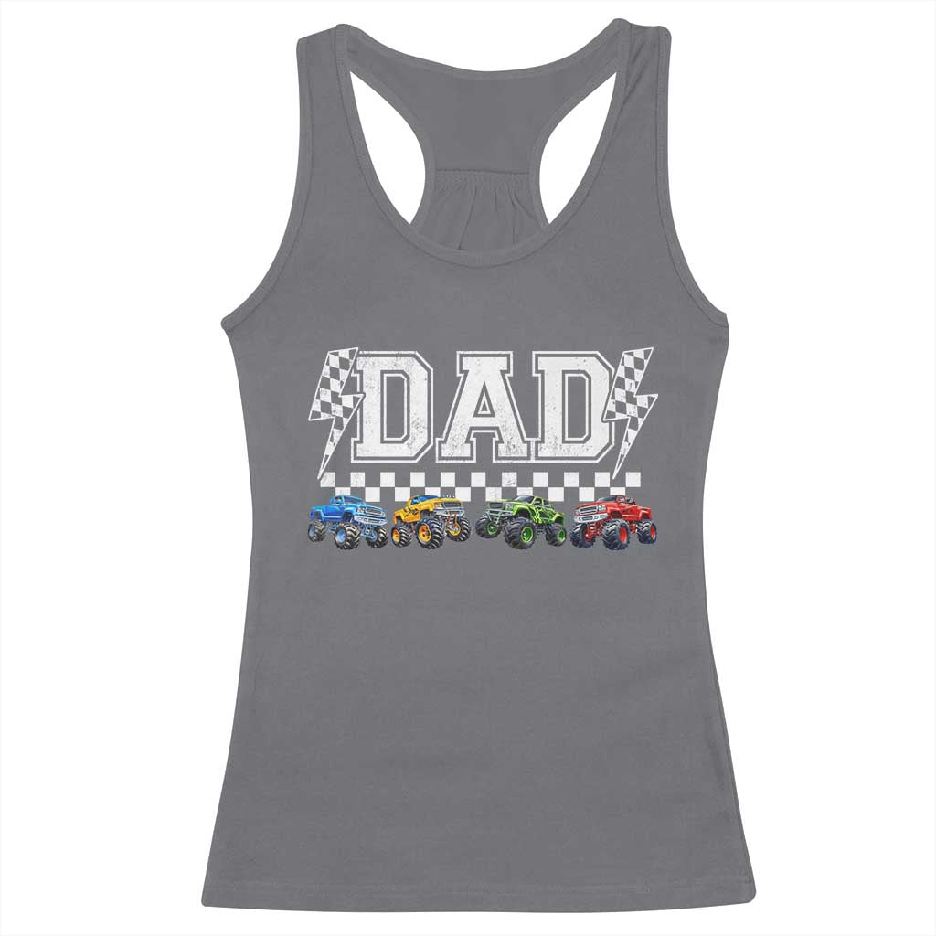 Monster Truck Dad Racerback Tank Top Funny Truck Daddy Checkered Father's Day