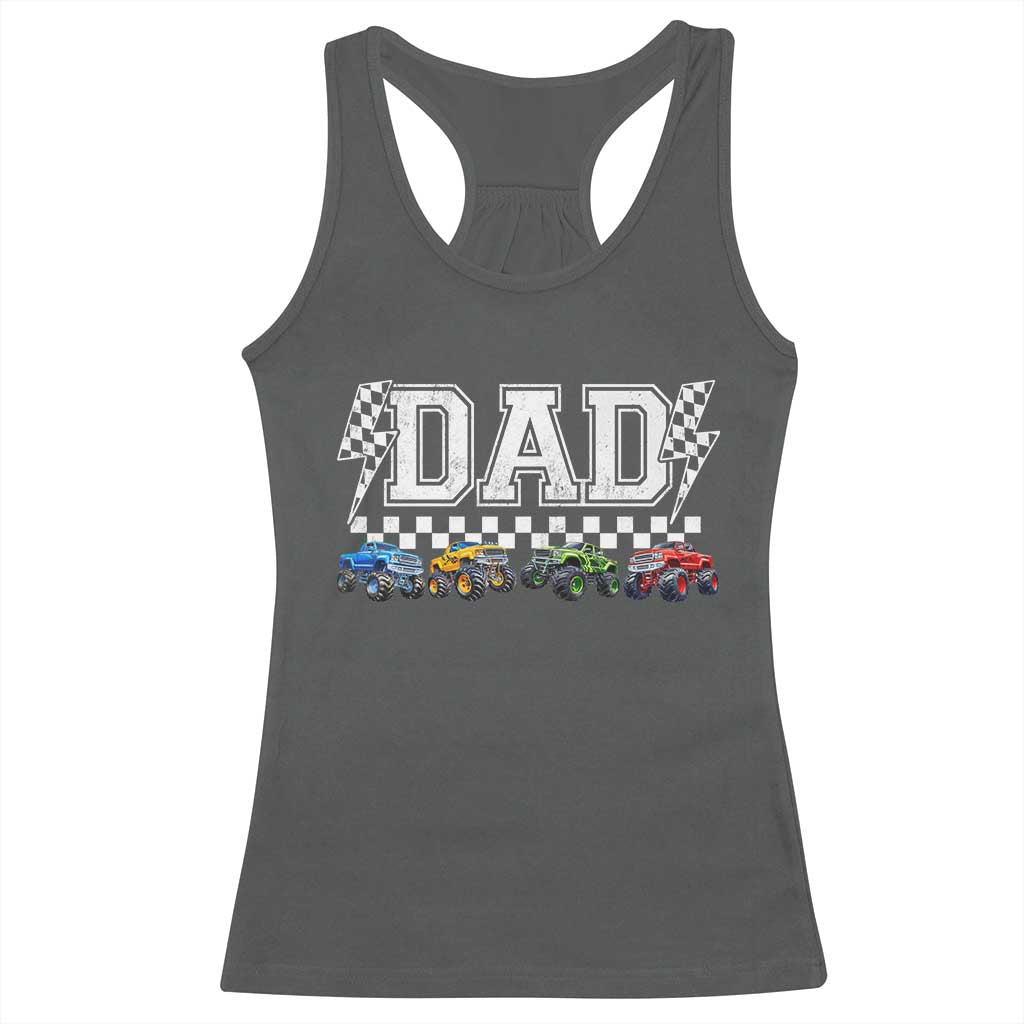 Monster Truck Dad Racerback Tank Top Funny Truck Daddy Checkered Father's Day