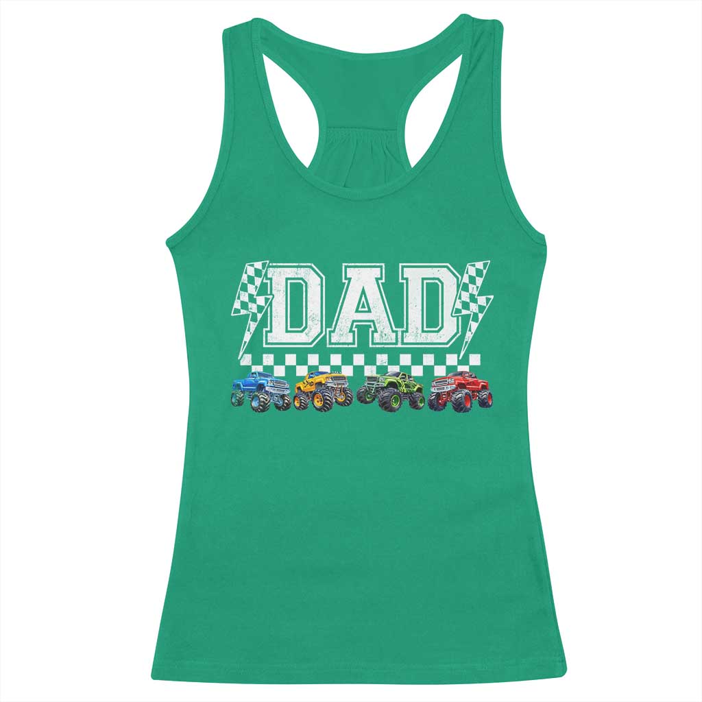 Monster Truck Dad Racerback Tank Top Funny Truck Daddy Checkered Father's Day