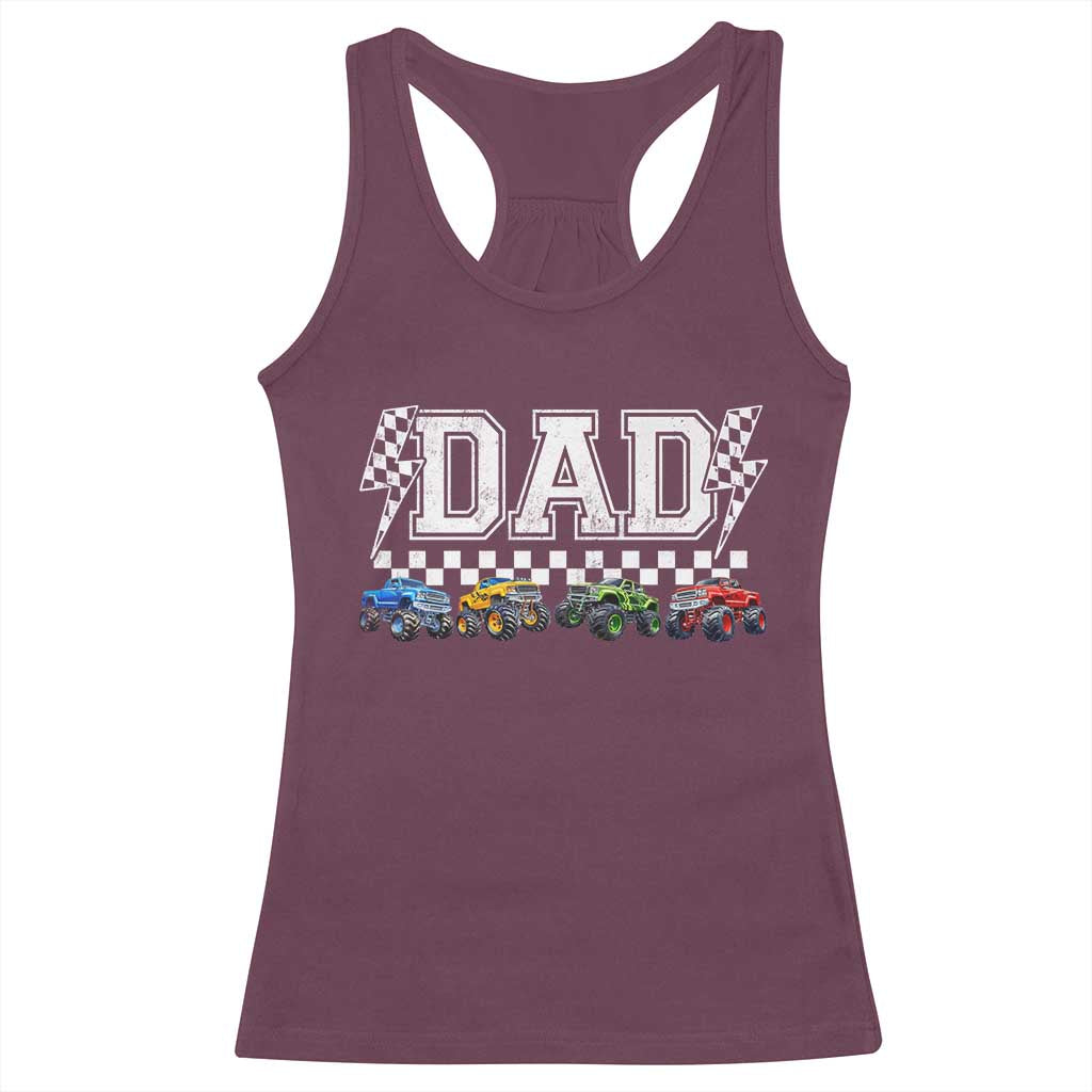 Monster Truck Dad Racerback Tank Top Funny Truck Daddy Checkered Father's Day