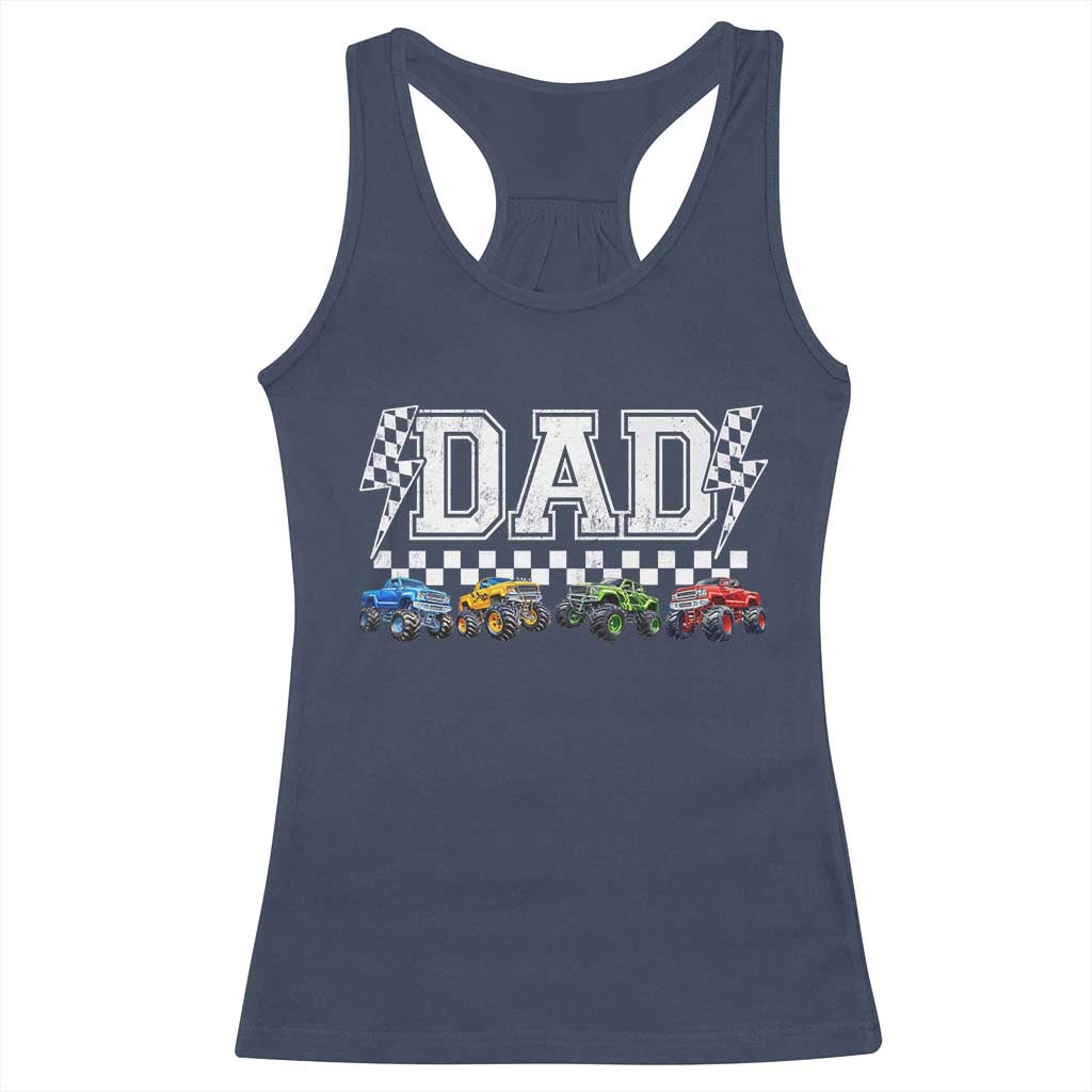 Monster Truck Dad Racerback Tank Top Funny Truck Daddy Checkered Father's Day
