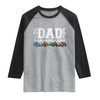 Monster Truck Dad Raglan Shirt Funny Truck Daddy Checkered Father's Day